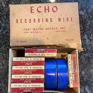 ECHO RECORDING WIRE SPOOLS 10- 1 HOUR SPOOLS IN BOX With Boxes
